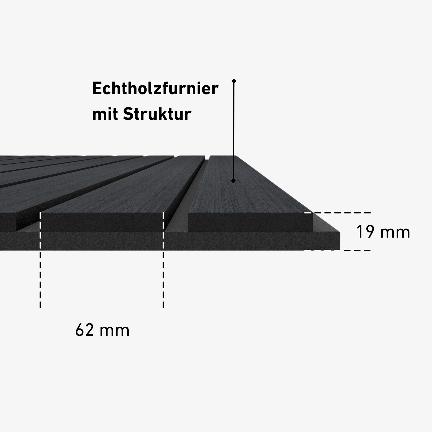 Panneaux acoustiques 280cm - Breit - Noir Eiche