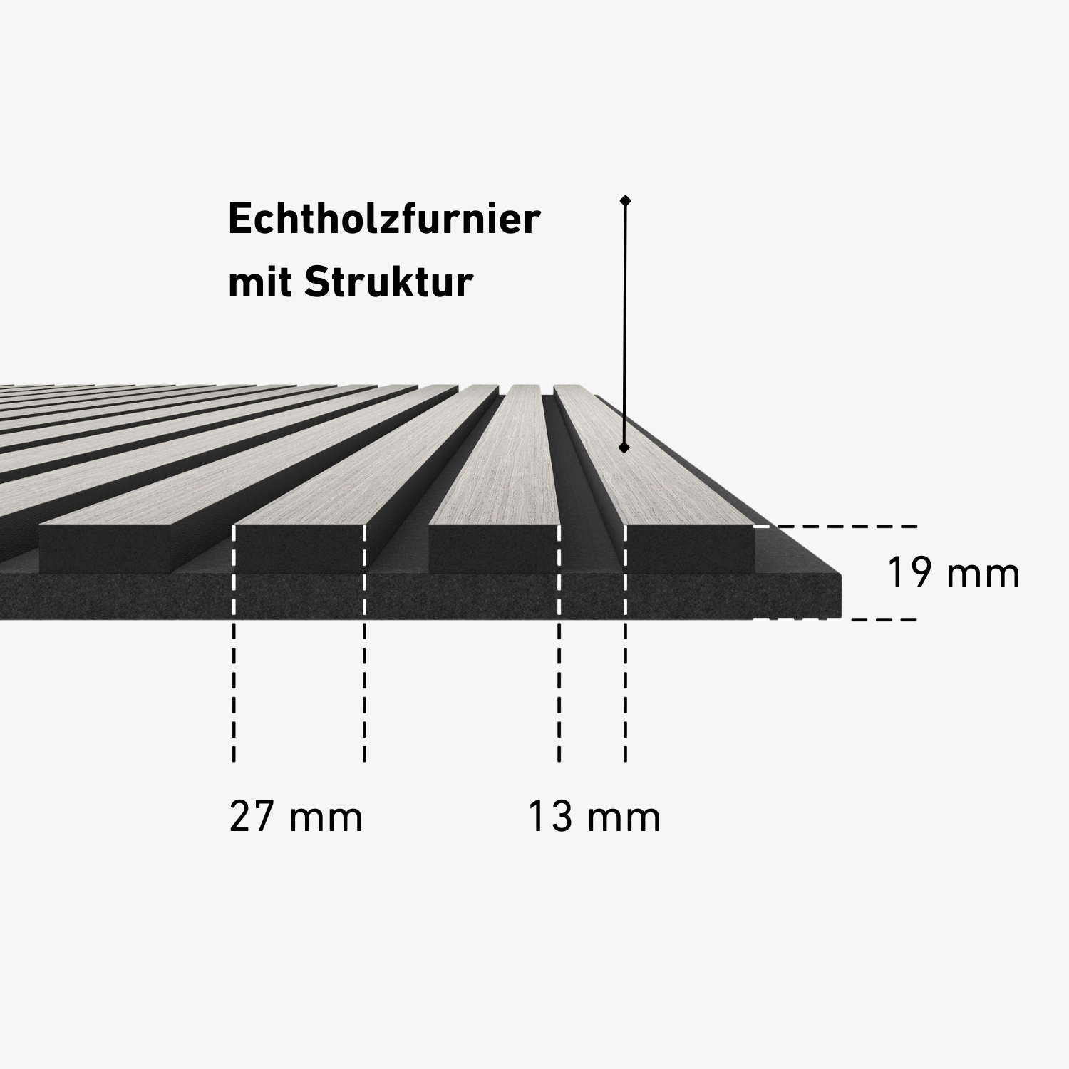 Akustikpaneele 280 cm – Standard – Grau Eiche