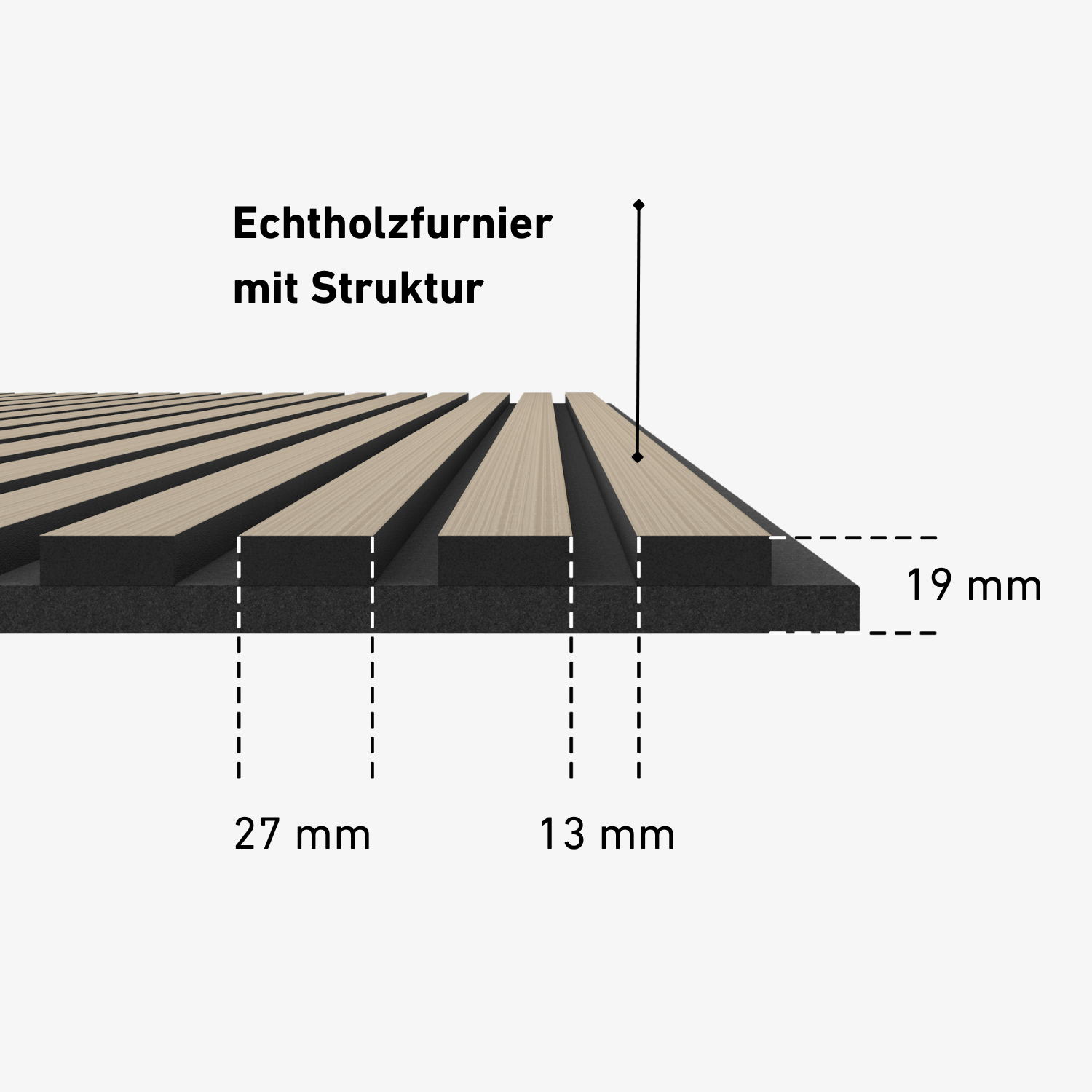 Akustikpaneele 280 cm – Standard – Helle Walnuss