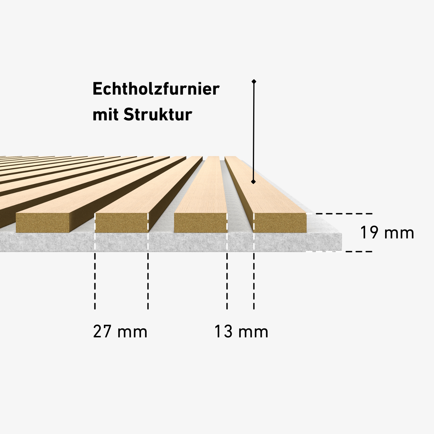 Akustikpaneele 280 cm – Standard – Naturweiß mit Filz Grau