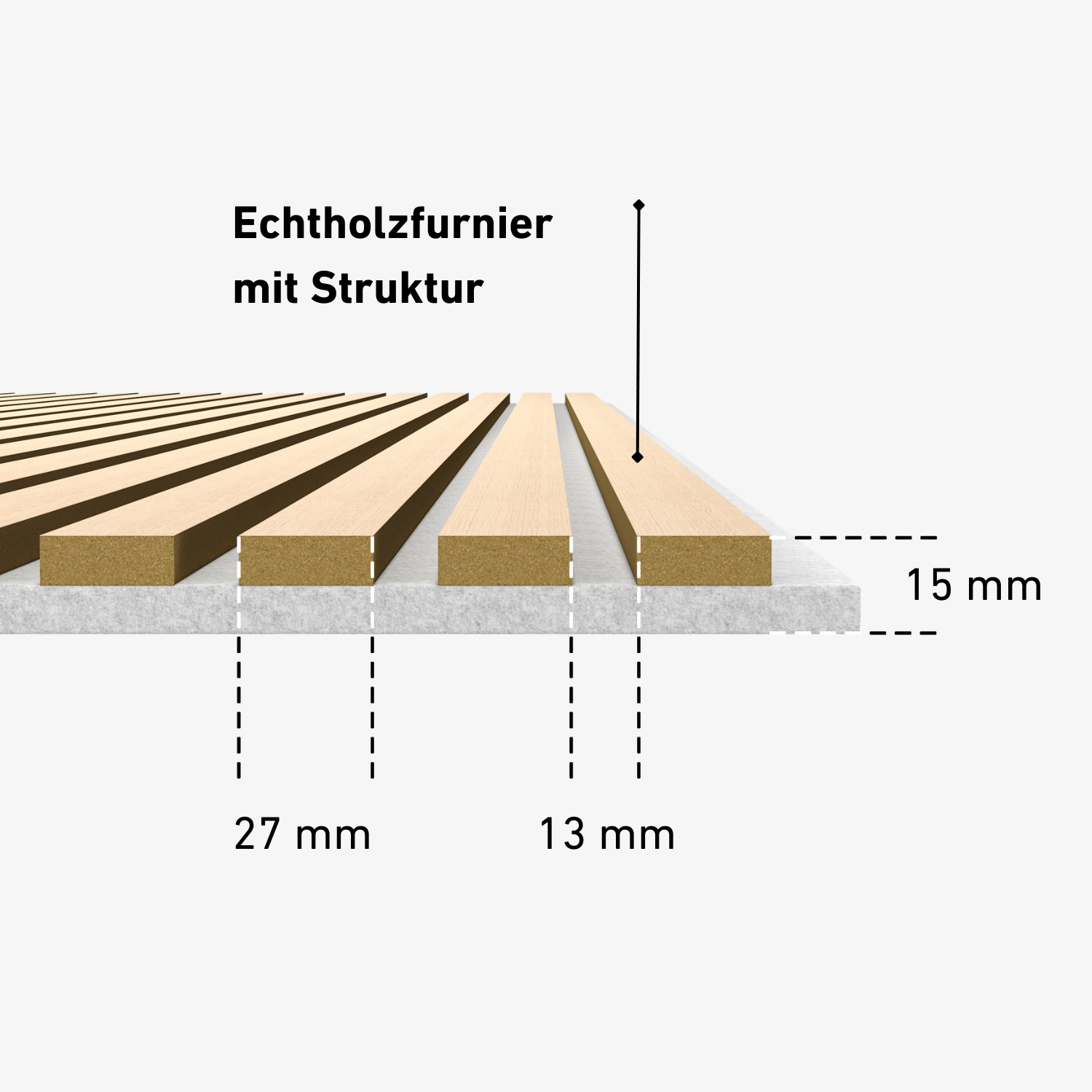 Akustikpaneele 280 cm – Standard – Naturweiß mit Filz Grau