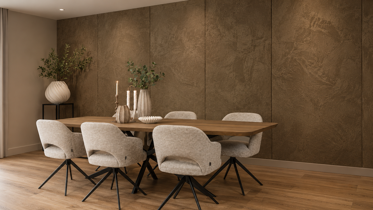 Suede Full wandpaneel 280×122cm · Walnoot