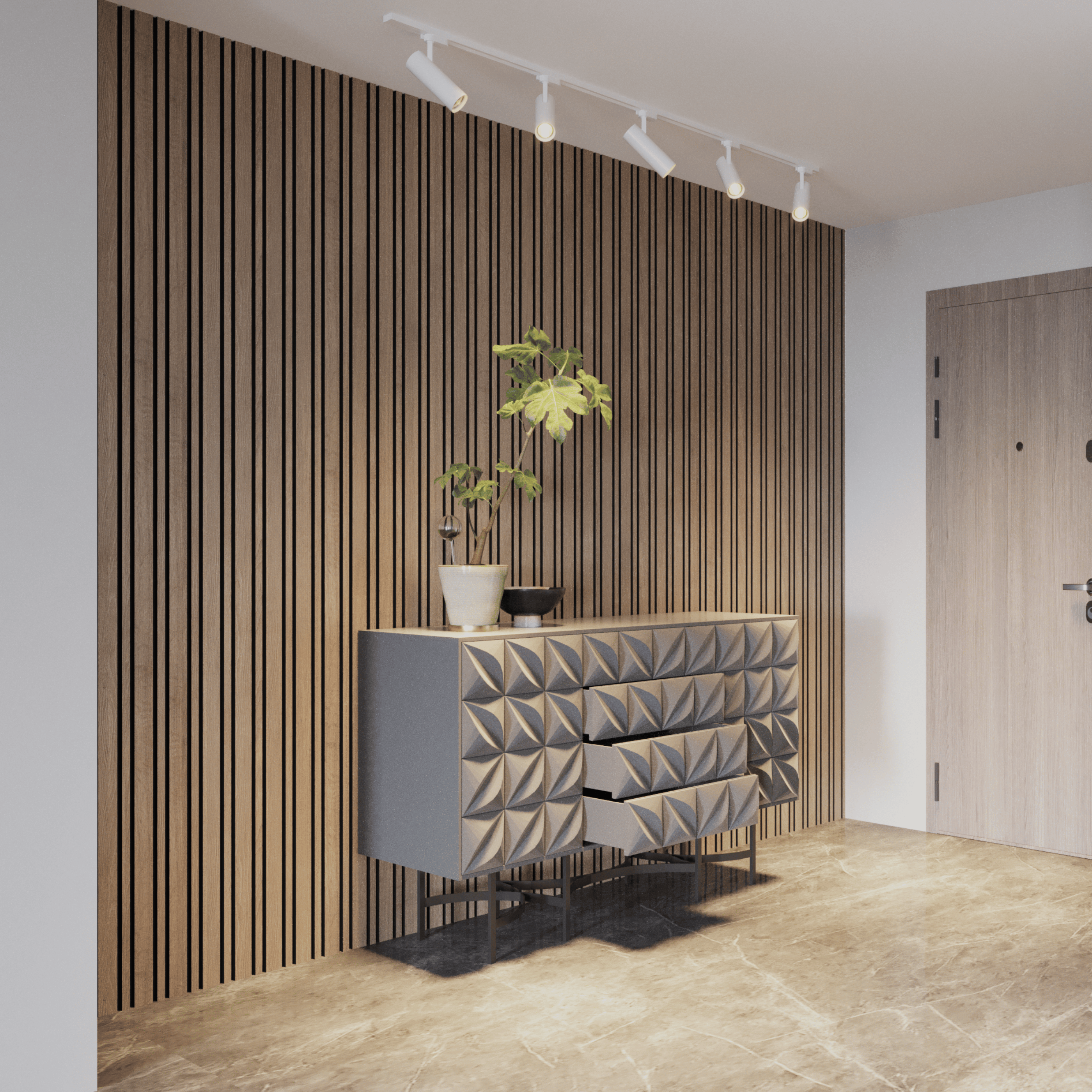 Akustikpaneele 280cm - Gemischt - Walnuss