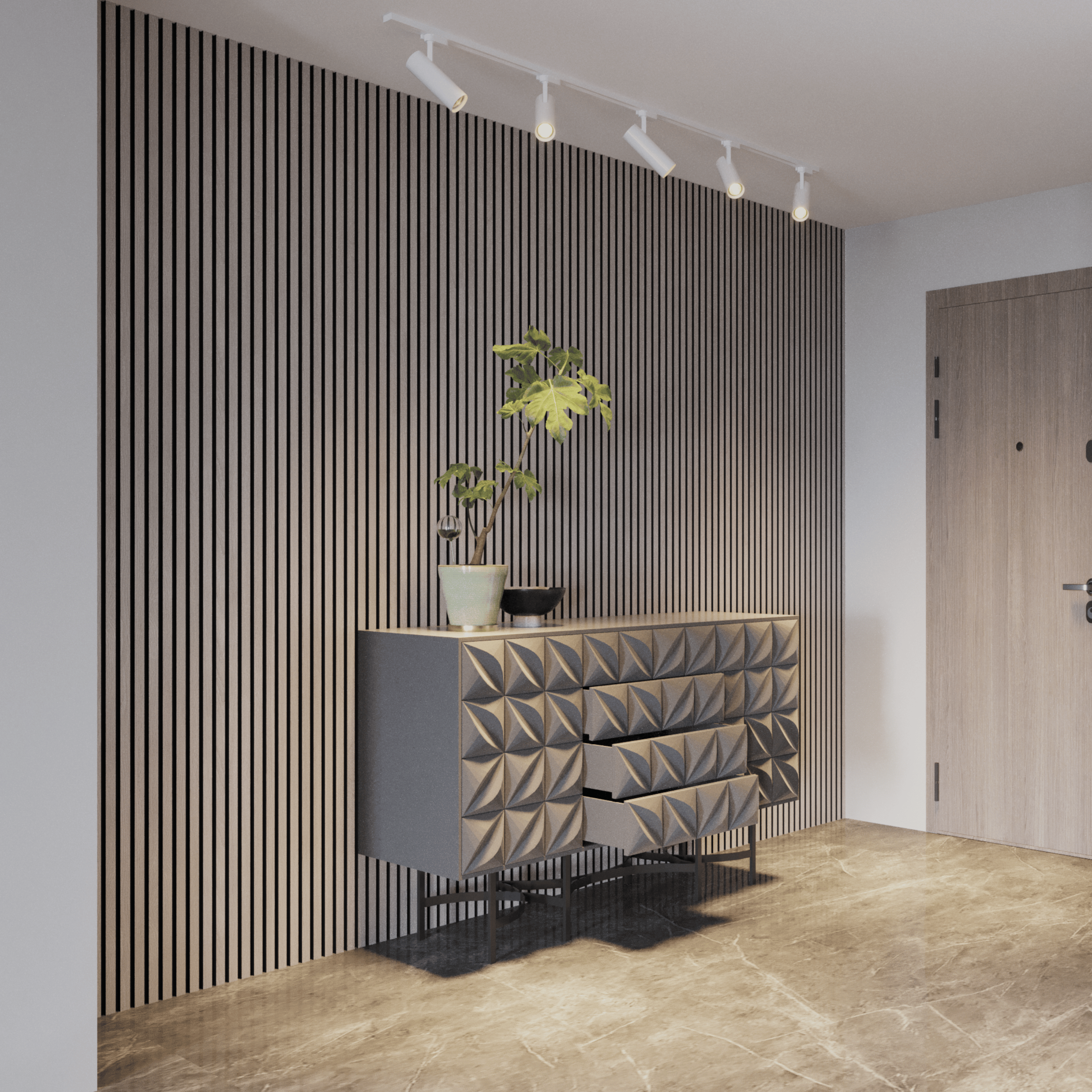 Akustikpaneele 280 cm – Standard – Grau Eiche