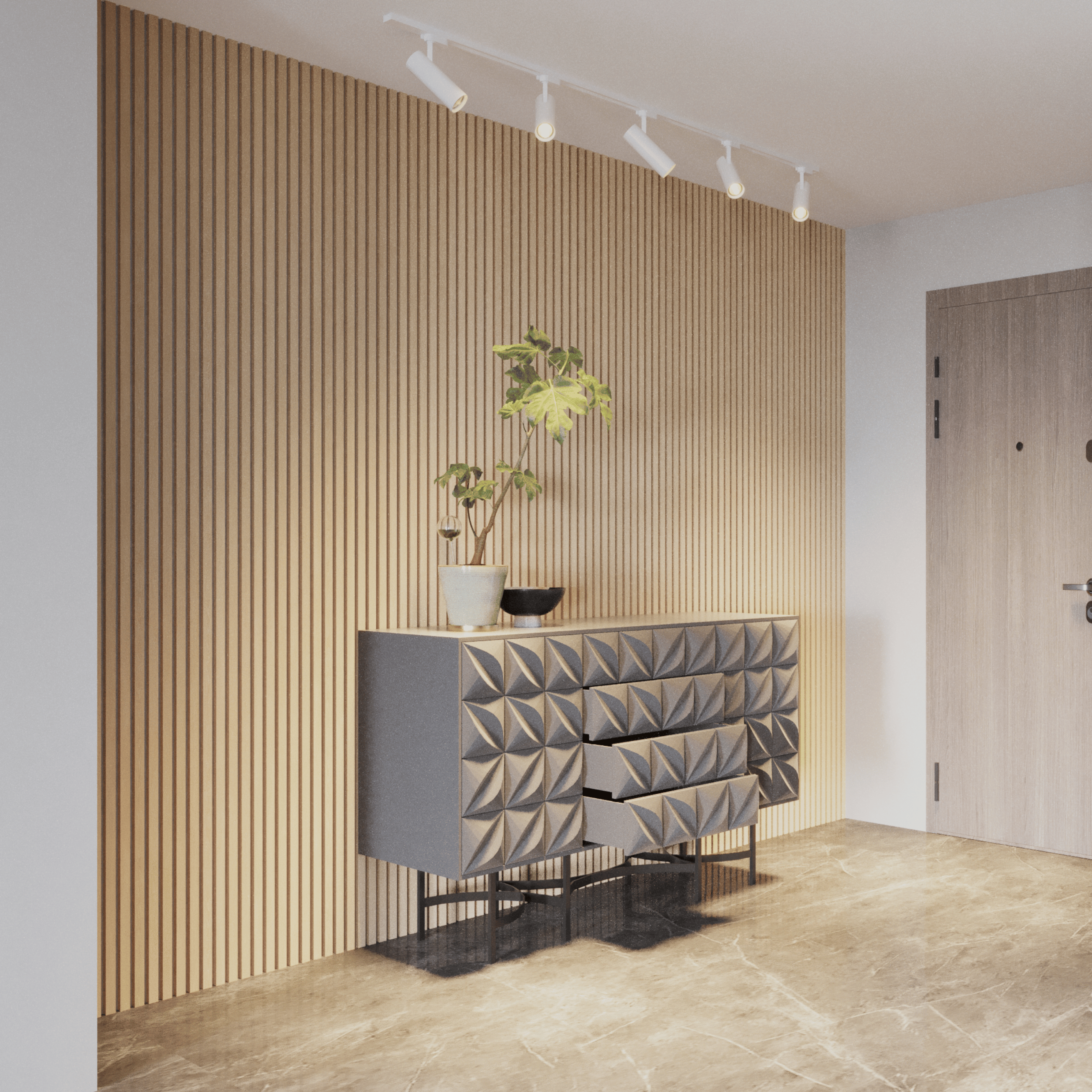 Akustikpaneele 280 cm – Standard – Naturweiß mit Filz Grau