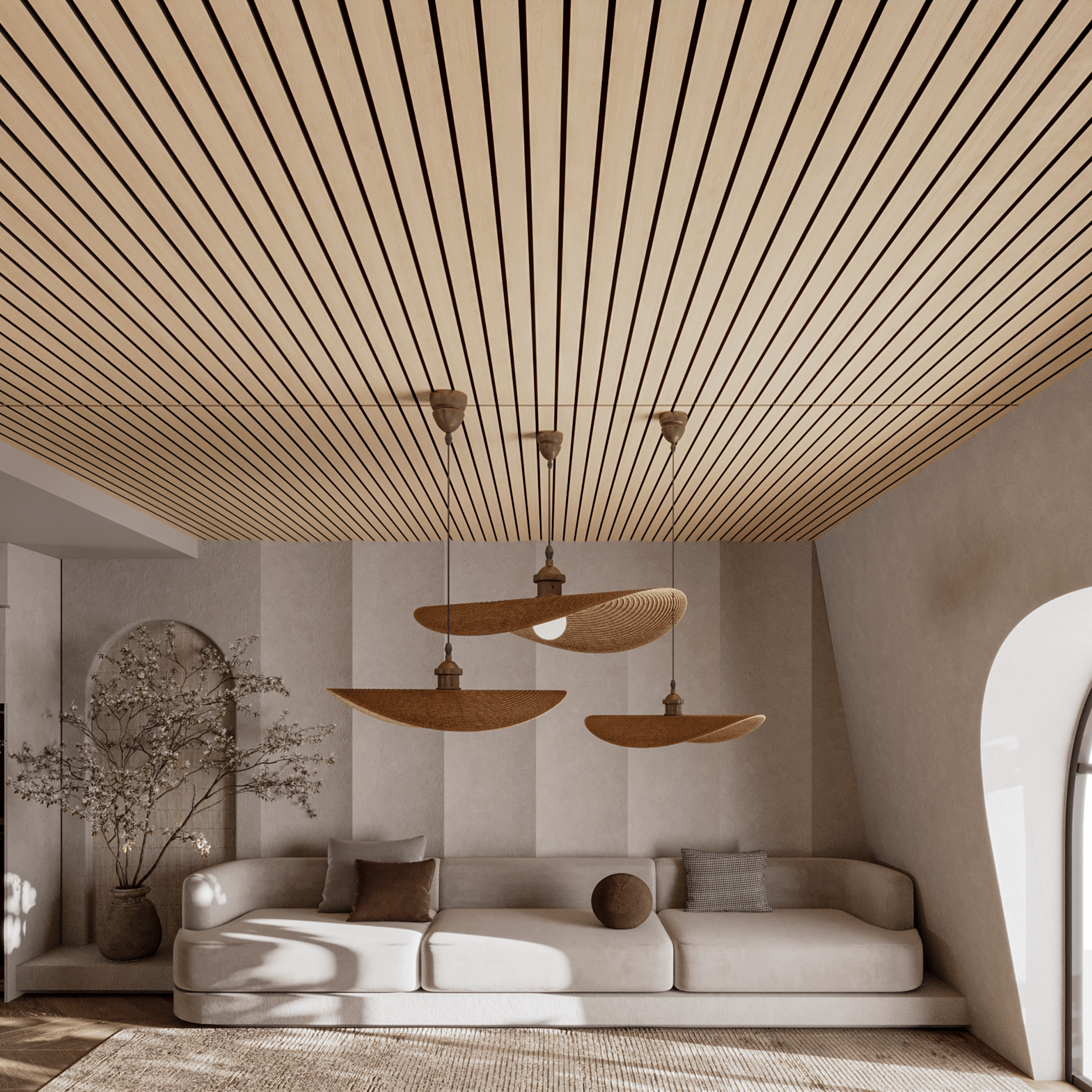 Panneaux acoustiques 280cm - Breit - Natürliche Eiche