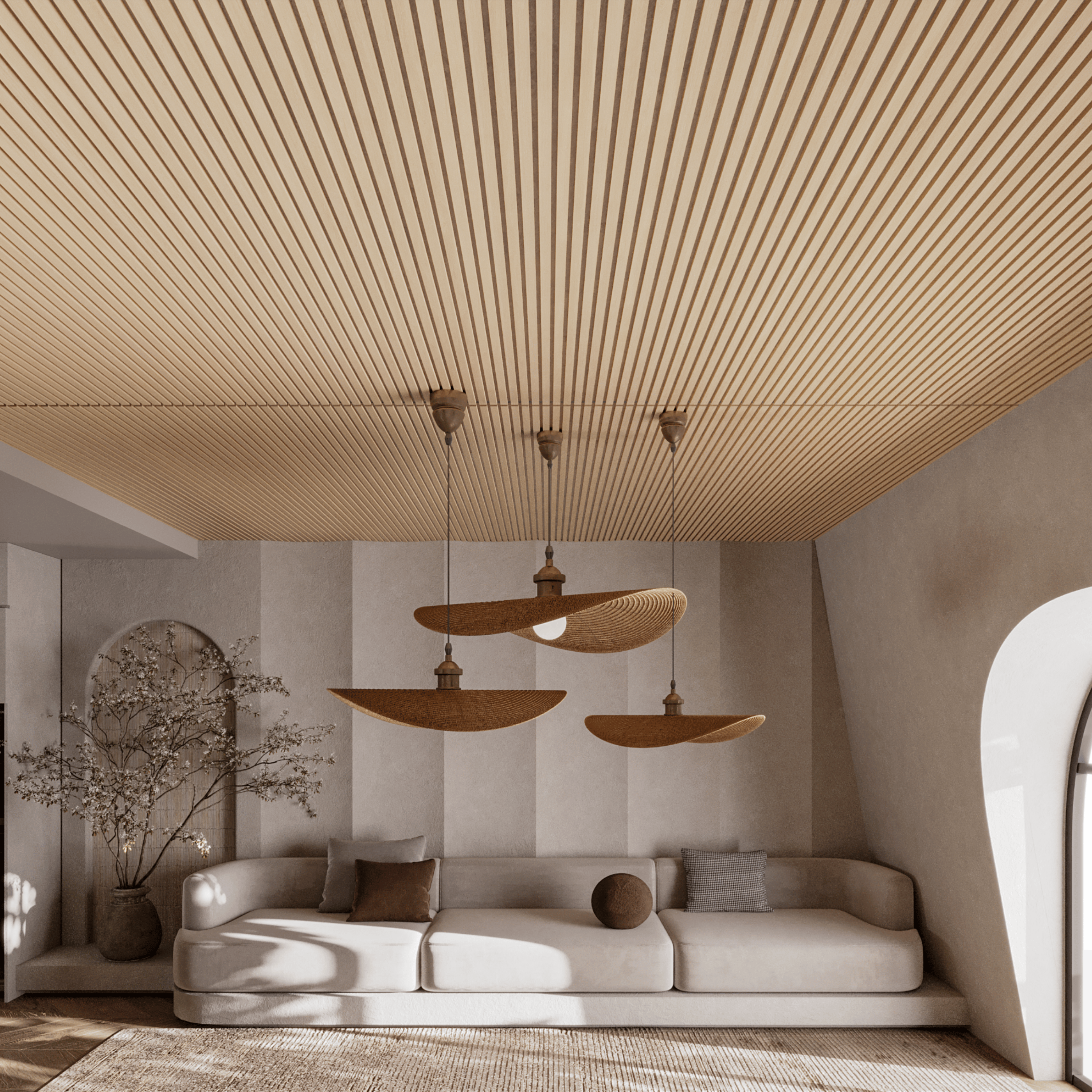 Akustikpaneele 280 cm – Standard – Naturweiß mit Filz Grau