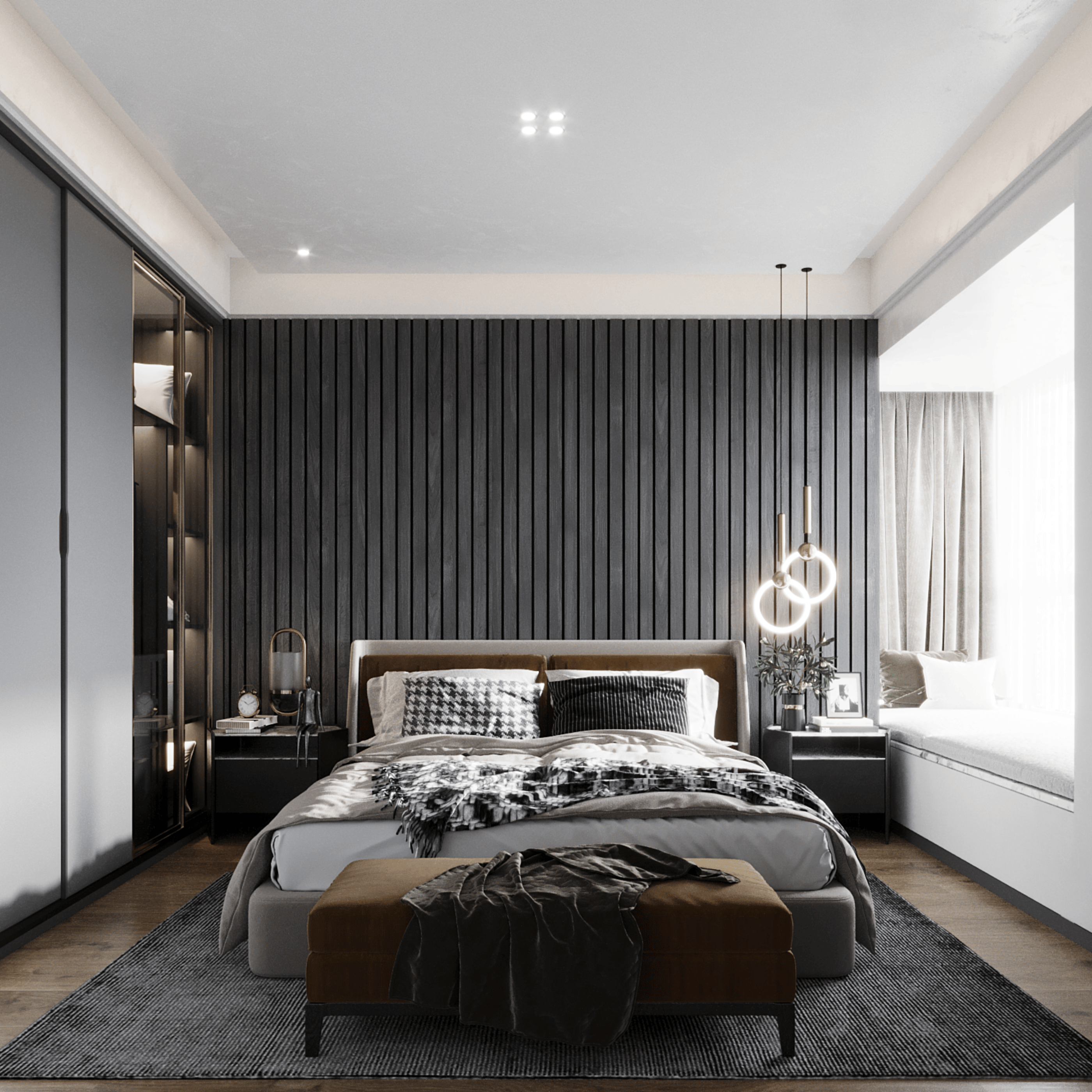 Panneaux acoustiques 280cm - Breit - Noir Eiche