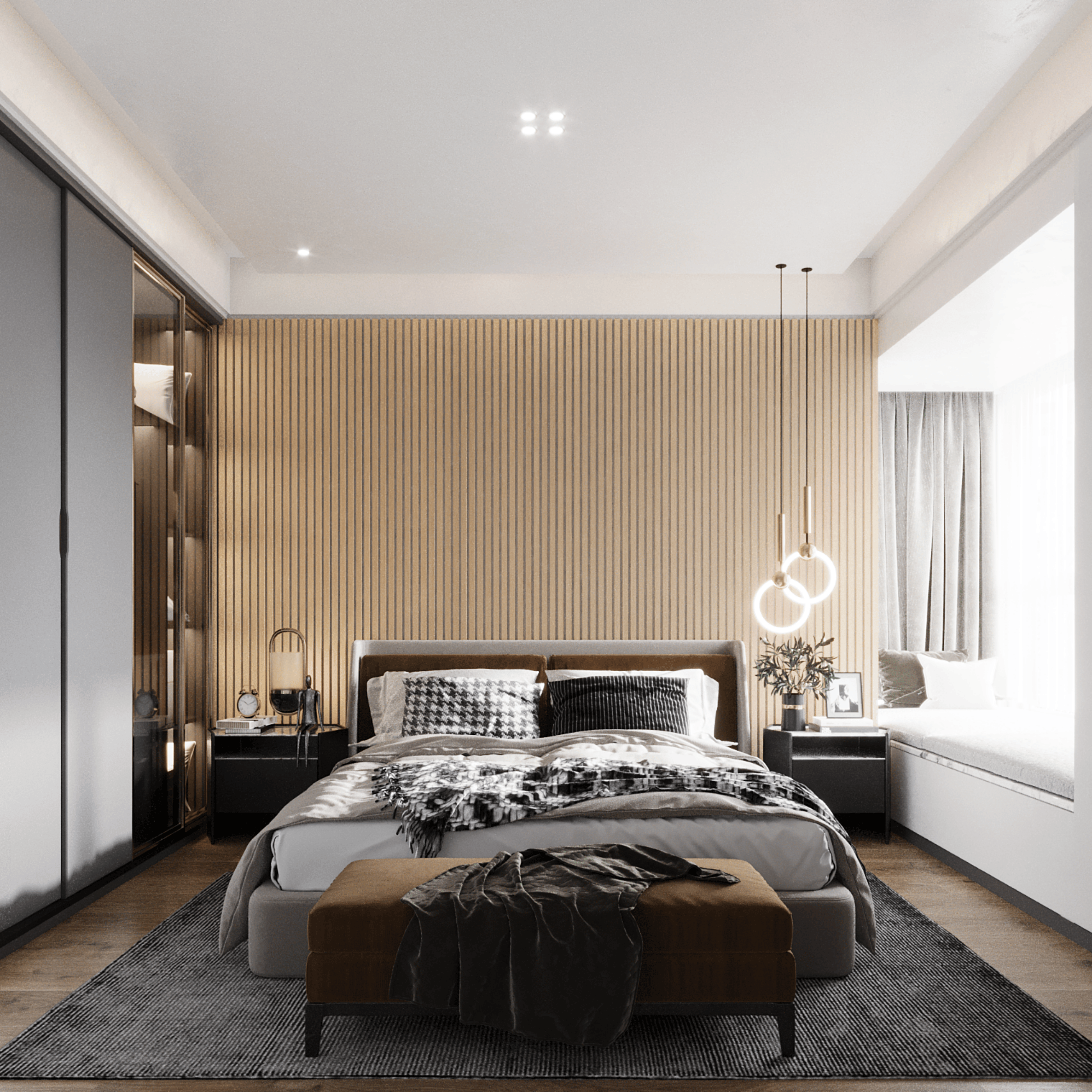 Akustikpaneele 280 cm – Standard – Naturweiß mit Filz Grau