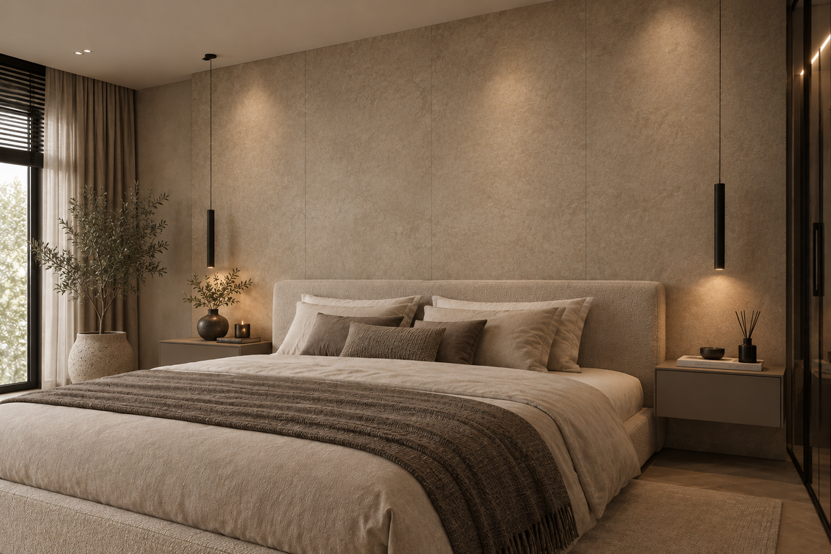 Suede Full wandpaneel 280×122cm · Beige
