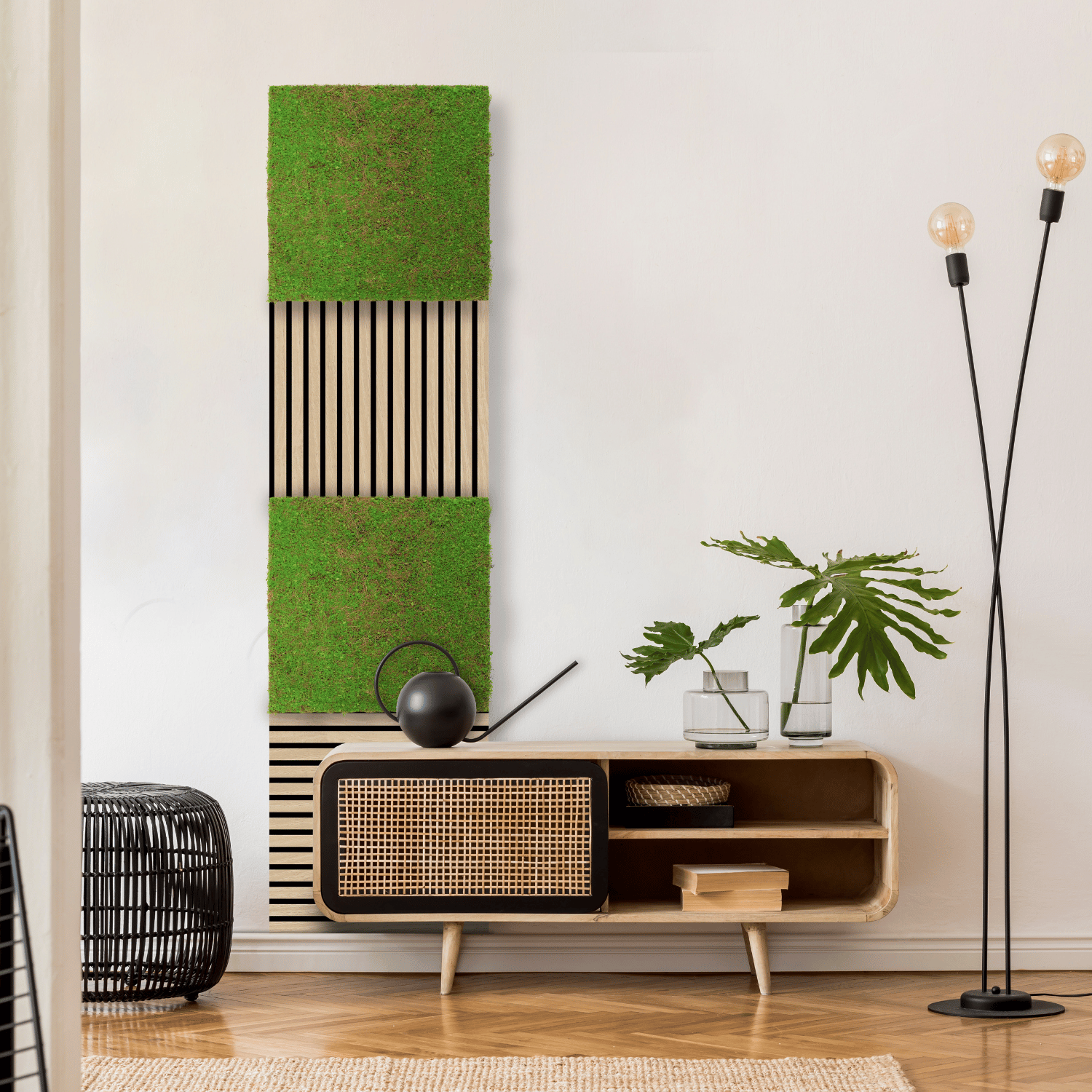 Panneau végétal acoustique 52x52cm - Noix de coco vert clair