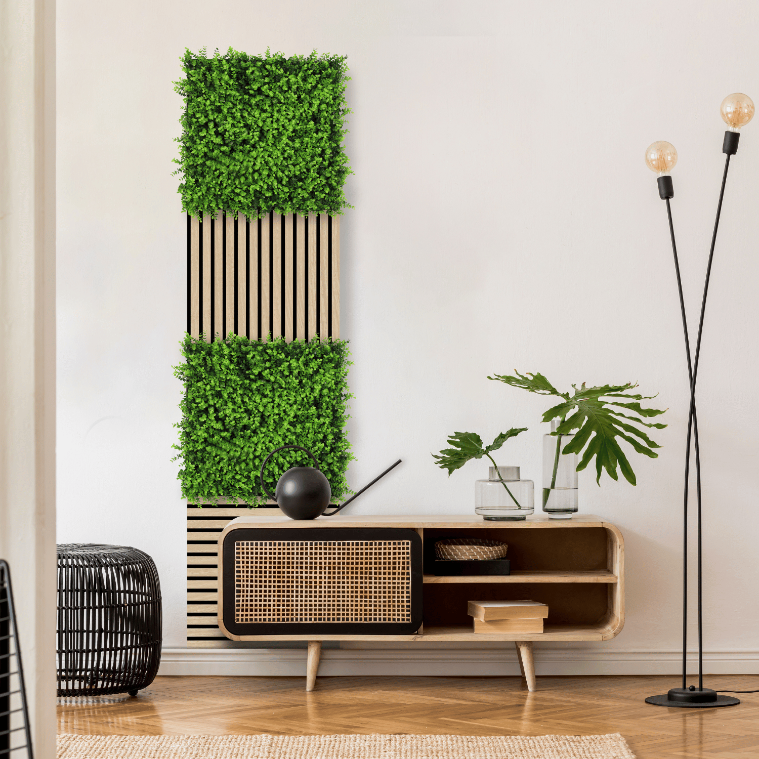 Panneau Plante Acoustique 52x52cm - Buis Vert Mixte