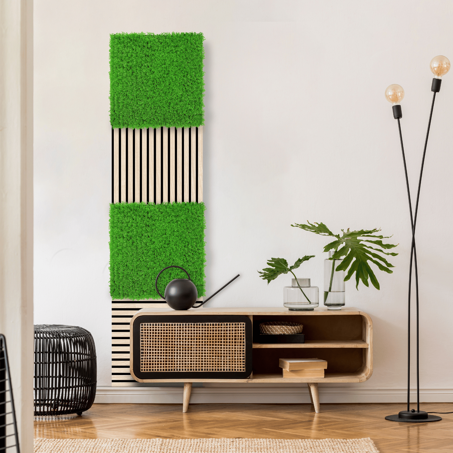 Panneau végétal acoustique 52x52cm - Herbe vert vif