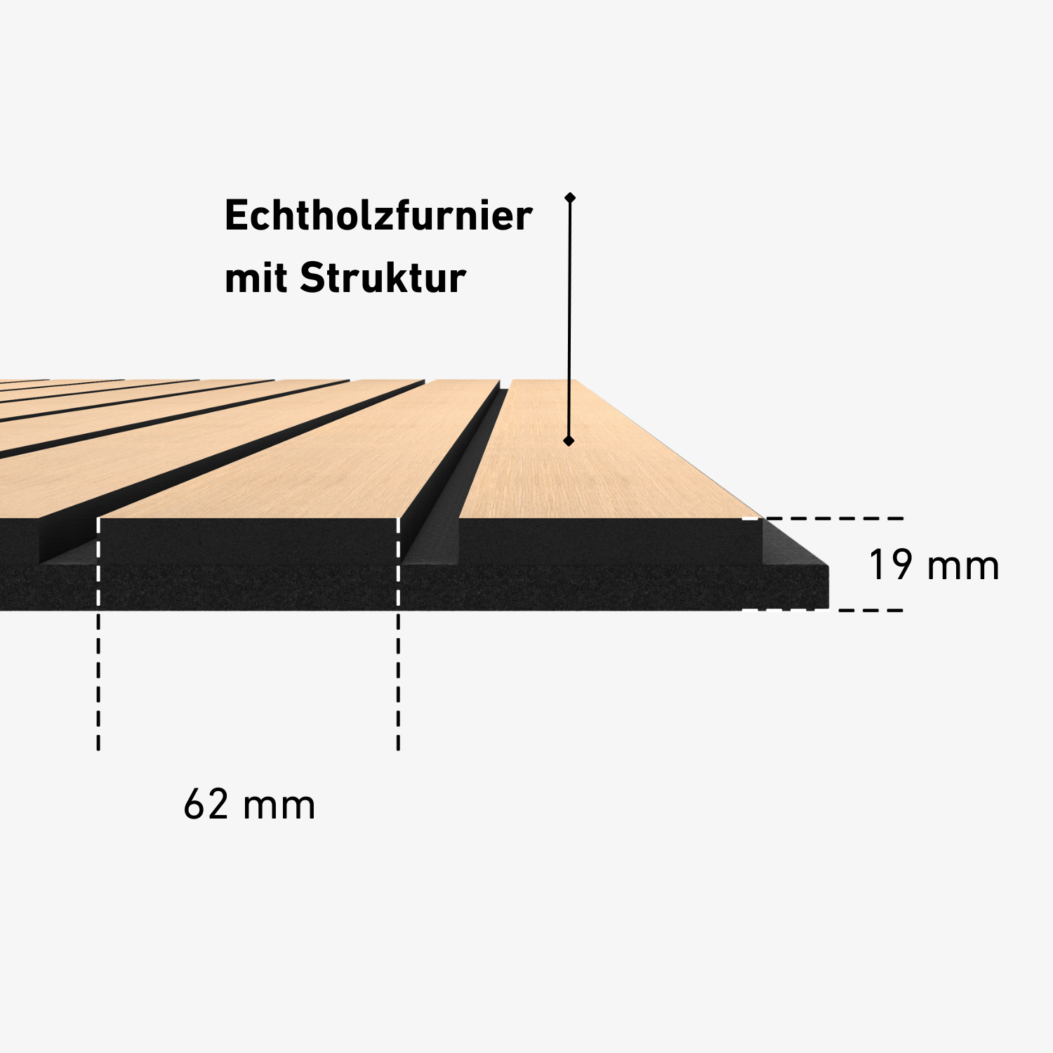 Akustikpaneele 280cm - Breit - Natürliche Eiche