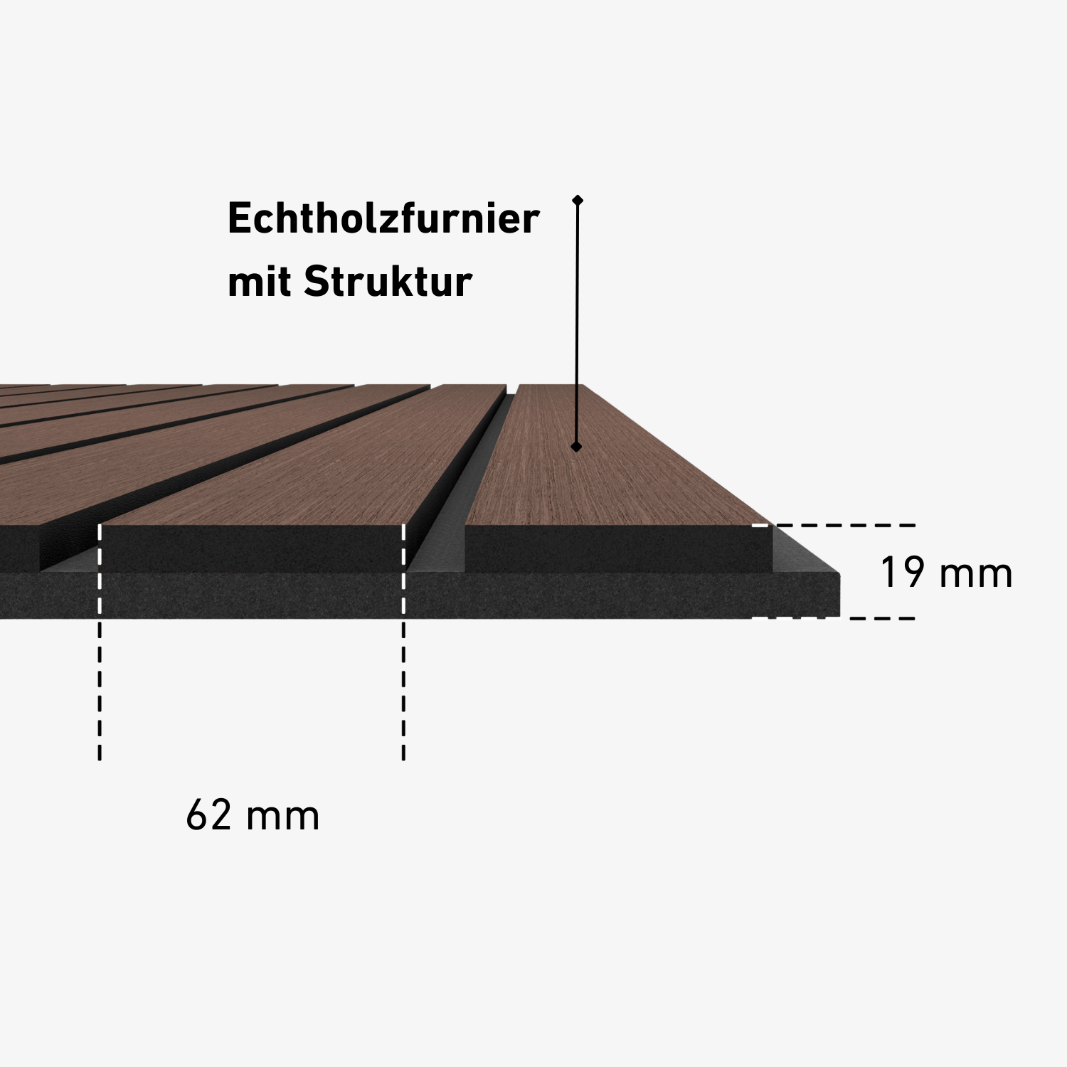 Akustikpaneele 280cm - Breit - Walnuss