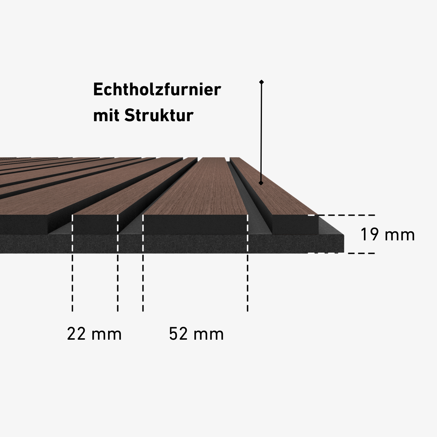Akustikpaneele 280cm - Gemischt - Walnuss