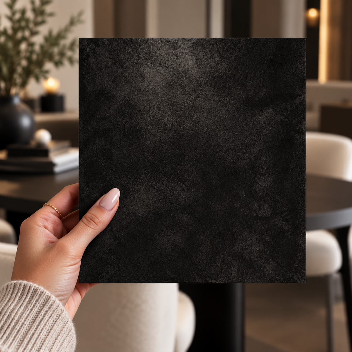 Suede Full wandpaneel 280×122cm · Zwart