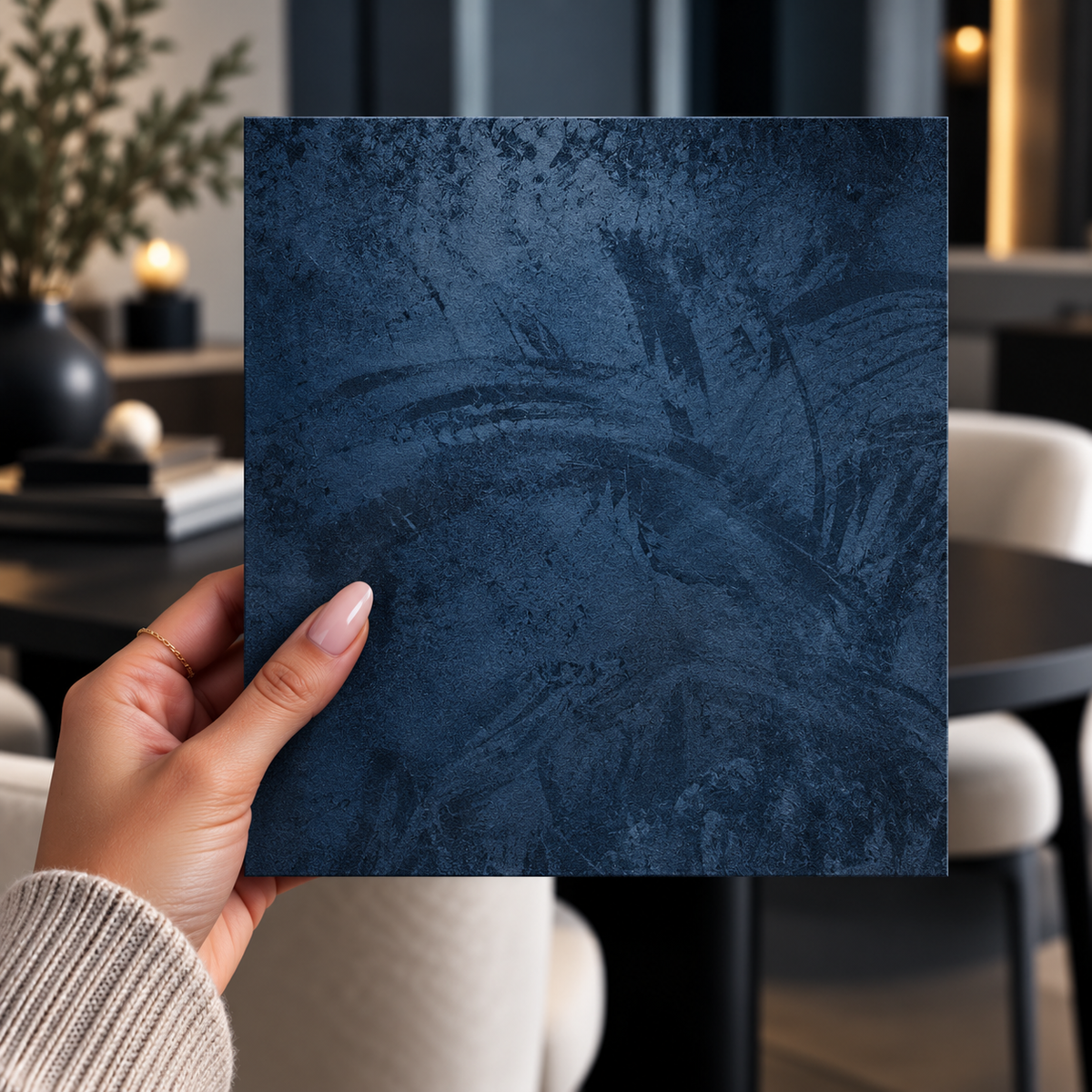 Suede Full wandpaneel 280×122cm · Blauw